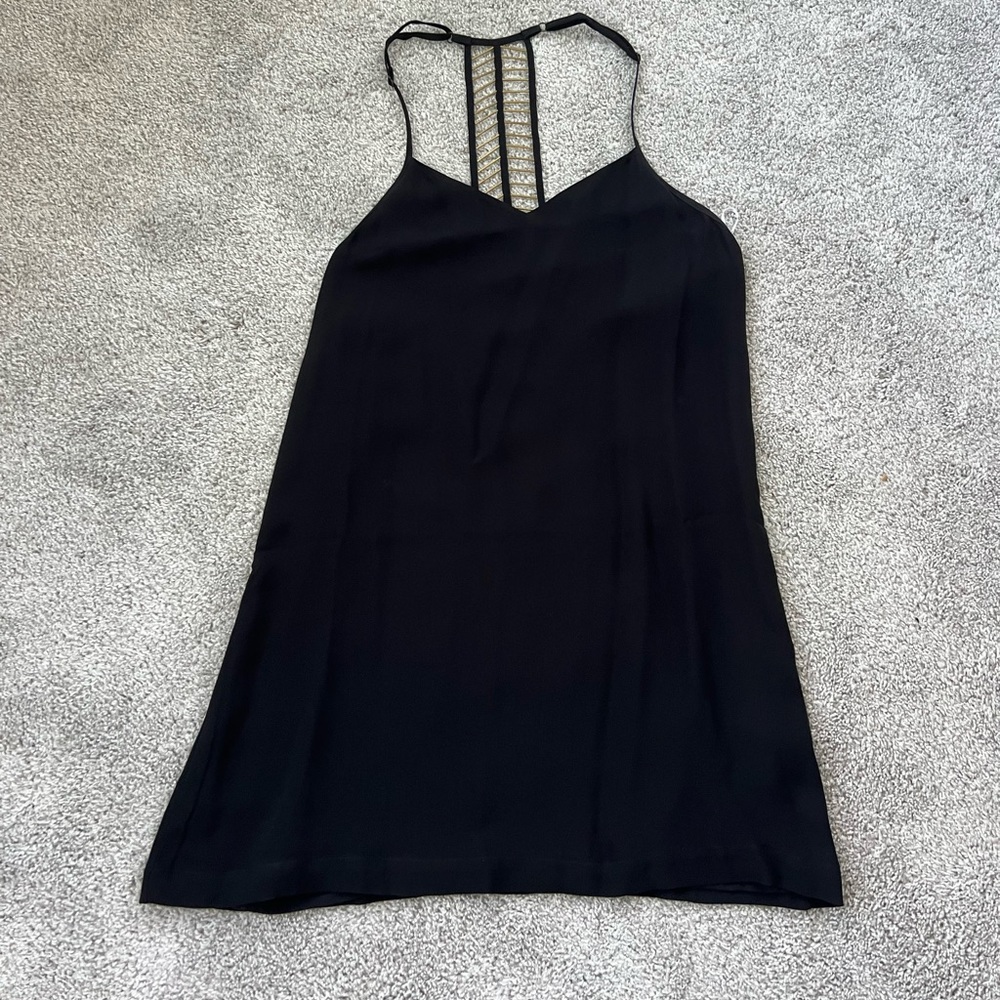 MLV Black Mini Dress with Gold Beaded T Back Size XS New with Tags
